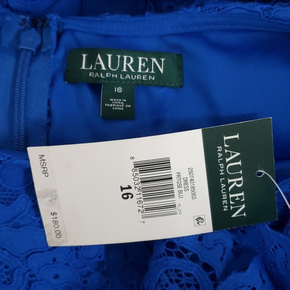 RALPH LAUREN Blue Lace Jillias Shift Dress 16 NEW - Picture 7 of 12